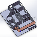 三室两厅一厨二卫房屋墙体结构模型Solidworks设计